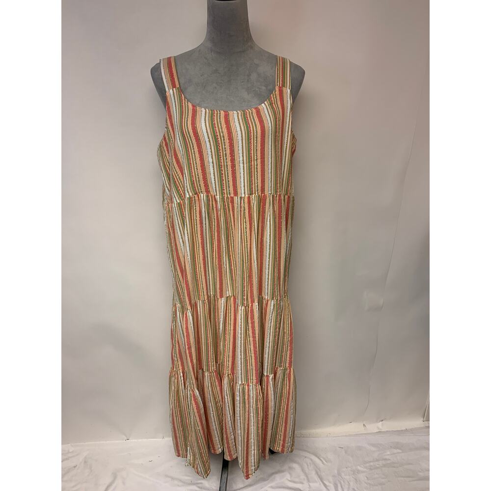 Linda Anderson Flowy Tired Sundress Boho Causal Vacation Resort Wear SZ XXL